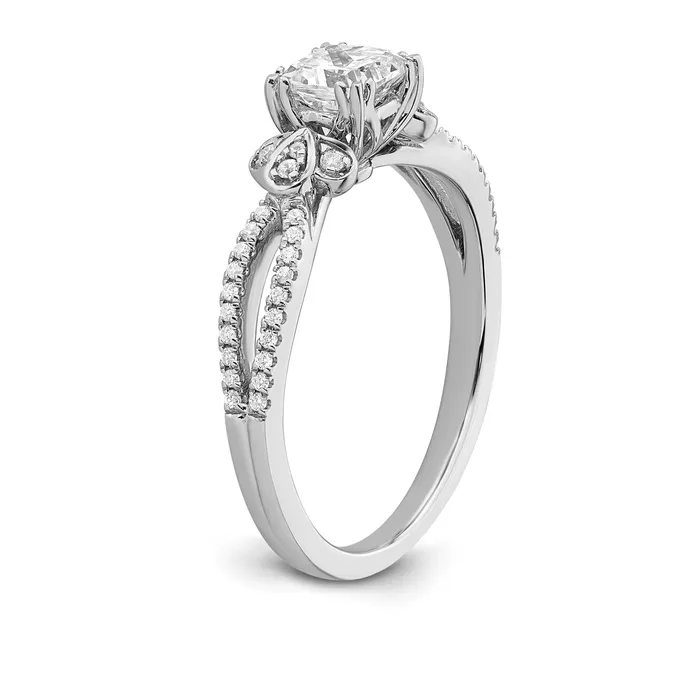 050ct CZ Solid Real 14k Polish 12ct Cushion Split Shank Engage Dia Ring Goldia Rings
