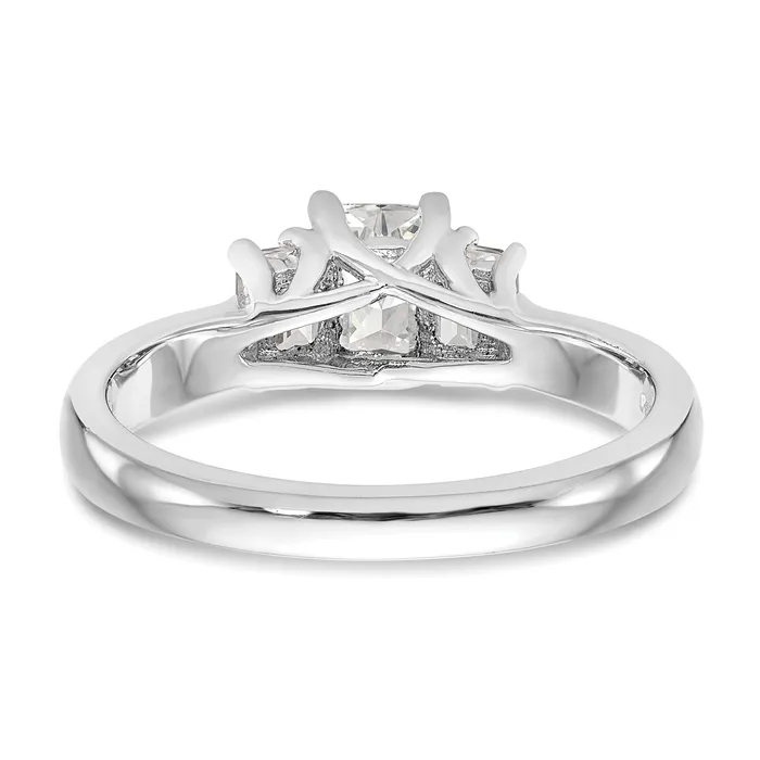 050ct CZ Solid Real 14K White Gold 3Stone Engagement Ring Goldia Rings
