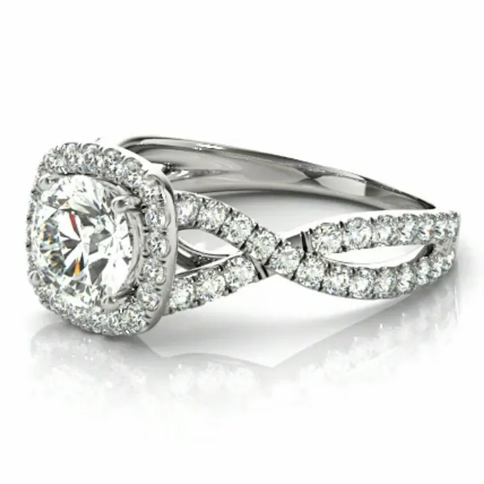 10 Ct Diamond Cushion Halo Engagement Ring in 14k White Yellow or Rose Gold Goldiacom Rings