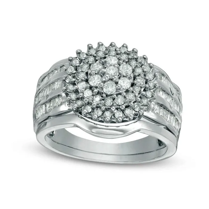 10 CT TW Composite Natural Diamond Frame MultiRow Bridal Engagement Ring Set in Solid 10K White Gold Goldia Rings 10 CT TW Composite Natural Diamond Frame MultiRow Bridal Engagement Ring Set in Solid 10K White Gold Goldia Rings