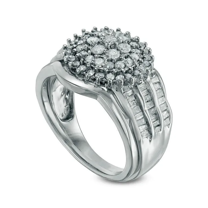10 CT TW Composite Natural Diamond Frame MultiRow Bridal Engagement Ring Set in Solid 10K White Gold Goldia Rings 10 CT TW Composite Natural Diamond Frame MultiRow Bridal Engagement Ring Set in Solid 10K White Gold Goldia Rings