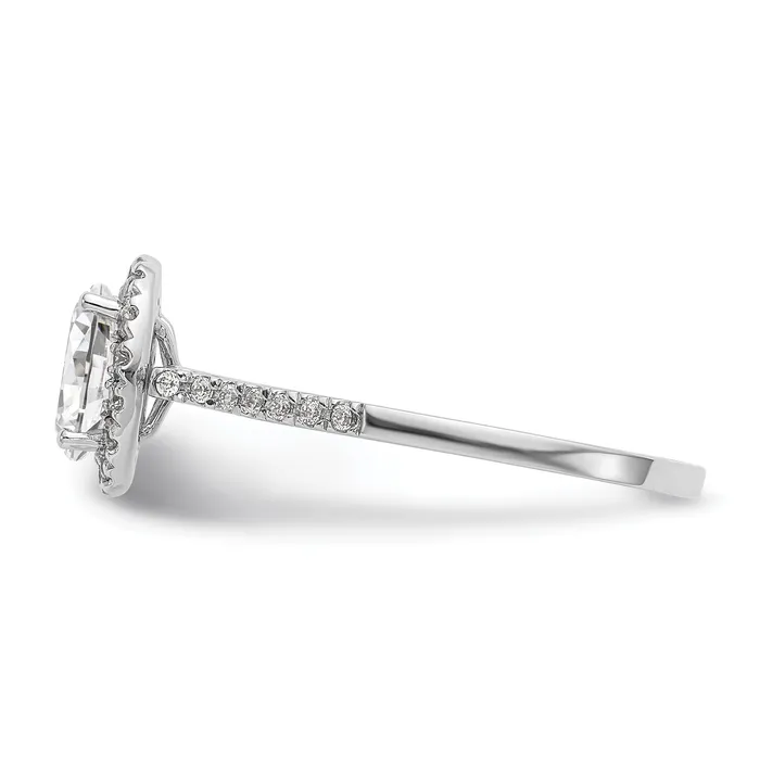 100ct CZ Solid Real 14K White Gold Oval Halo Engagement Ring Goldia Rings