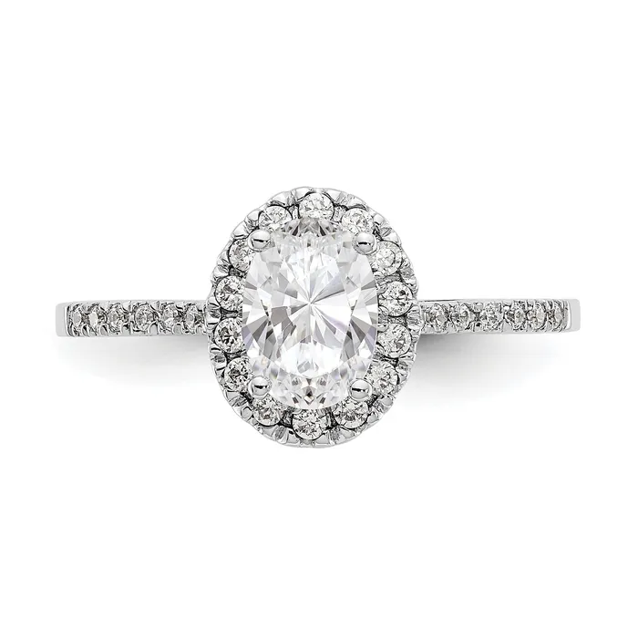 100ct CZ Solid Real 14K White Gold Oval Halo Engagement Ring Goldia Rings