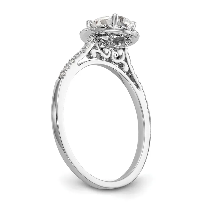 100ct CZ Solid Real 14K White Gold Oval Halo Engagement Ring Goldia Rings