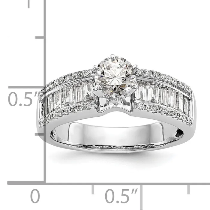 145ct CZ Solid Real 14K White Gold Peg Set Engagement Ring Goldia Rings