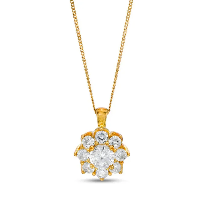 15 CT TW Certified Natural Diamond Scallop Frame Flower Pendant in 14K Gold II2 Goldia Necklaces 15 CT TW Certified Natural Diamond Scallop Frame Flower Pendant in 14K Gold II2 Goldia Necklaces