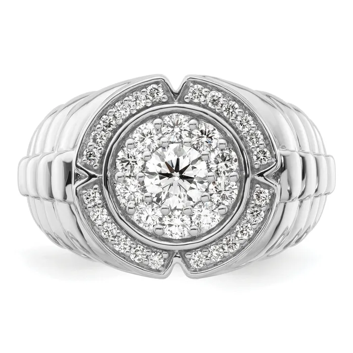 10k White Gold 1 15 Ct Lab Grown Diamond VSSI G Mens Cluster Ring Goldia Rings