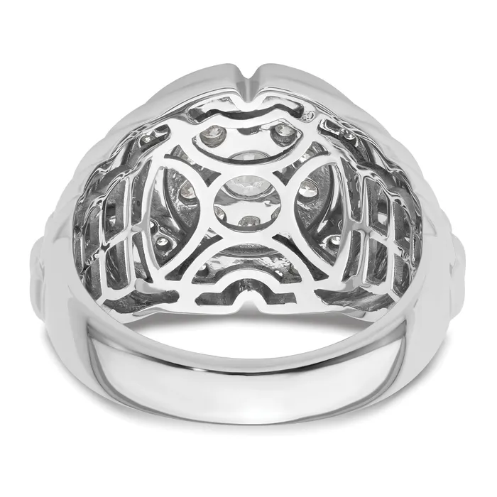 10k White Gold 1 15 Ct Lab Grown Diamond VSSI G Mens Cluster Ring Goldia Rings