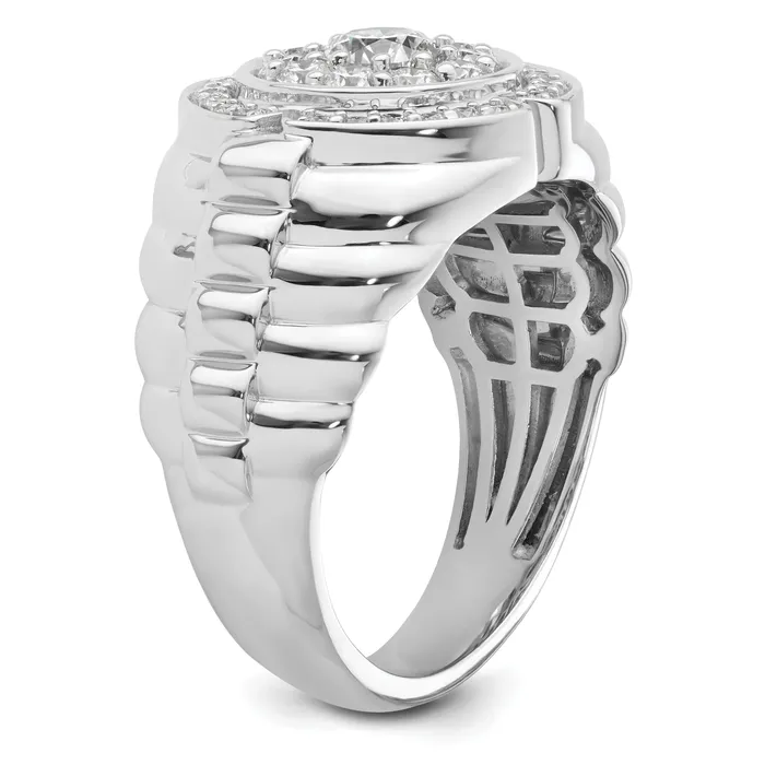 10k White Gold 1 15 Ct Lab Grown Diamond VSSI G Mens Cluster Ring Goldia Rings