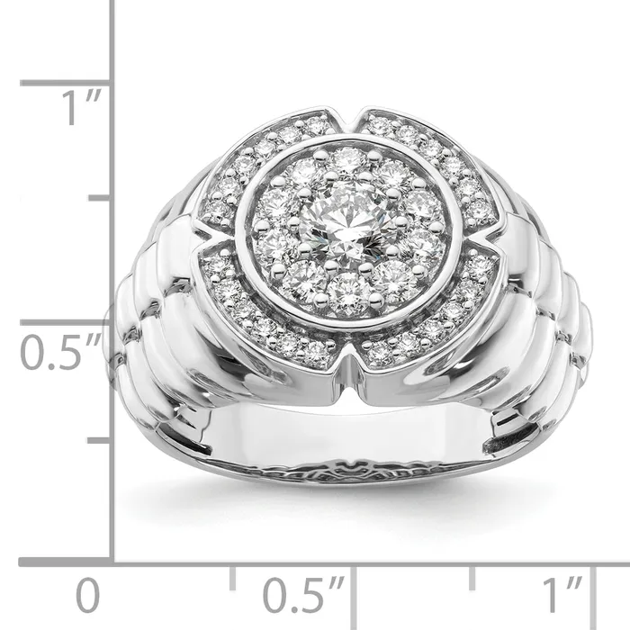 10k White Gold 1 15 Ct Lab Grown Diamond VSSI G Mens Cluster Ring Goldia Rings