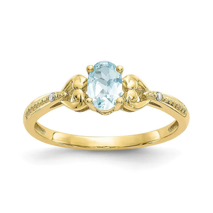 10K Yellow Gold Aquamarine Diamond Ring Goldia Rings