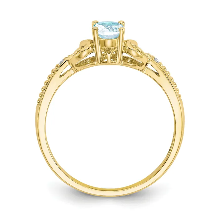 10K Yellow Gold Aquamarine Diamond Ring Goldia Rings