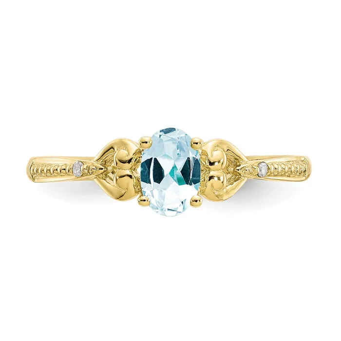 10K Yellow Gold Aquamarine Diamond Ring Goldia Rings