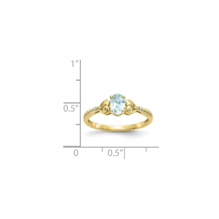 10K Yellow Gold Aquamarine Diamond Ring Goldia Rings