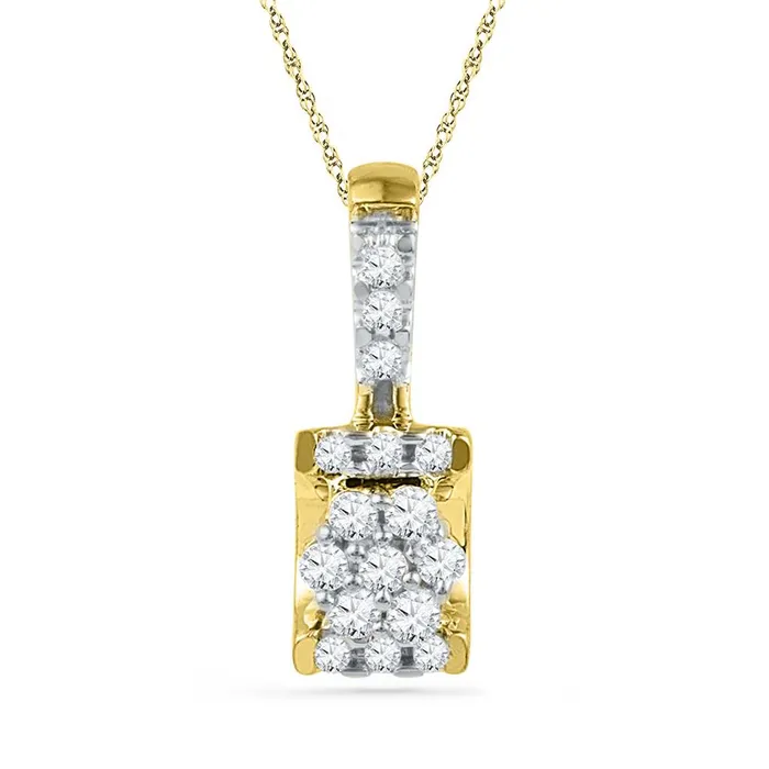 10k Yellow Gold Round Diamond Cluster Pendant 16 Cttw gndatlanta Necklaces 10k Yellow Gold Round Diamond Cluster Pendant 16 Cttw gndatlanta Necklaces