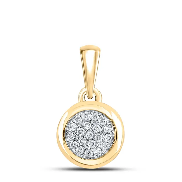 10k Yellow Gold Round Diamond Cluster Pendant 16 Cttw gndatlanta Necklaces