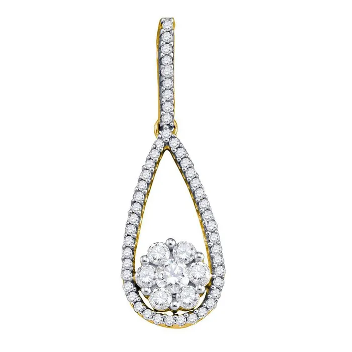 10k Yellow Gold Round Diamond Cradled Cluster Teardrop Pendant 12 Cttw gndatlanta Necklaces 10k Yellow Gold Round Diamond Cradled Cluster Teardrop Pendant 12 Cttw gndatlanta Necklaces