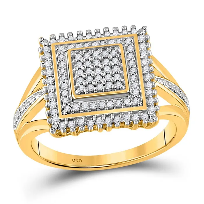10k Yellow Gold Round Diamond Square Cluster Ring 14 Cttw gndatlanta Rings 10k Yellow Gold Round Diamond Square Cluster Ring 14 Cttw gndatlanta Rings