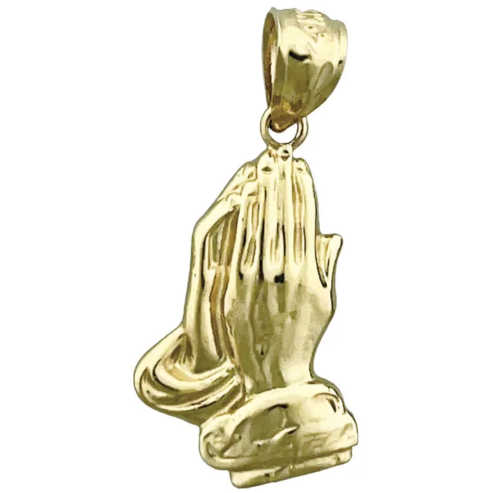14K Gold 16MM Praying Hands Charm Goldia Charm Necklaces