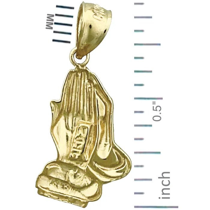 14K Gold 16MM Praying Hands Charm Goldia Charm Necklaces