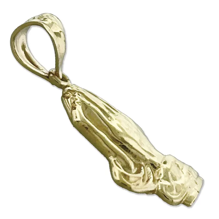 14K Gold 16MM Praying Hands Charm Goldia Charm Necklaces