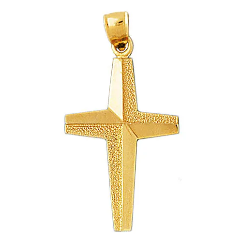 14K Gold 34MM North Star Cross Pendant Goldia Necklaces