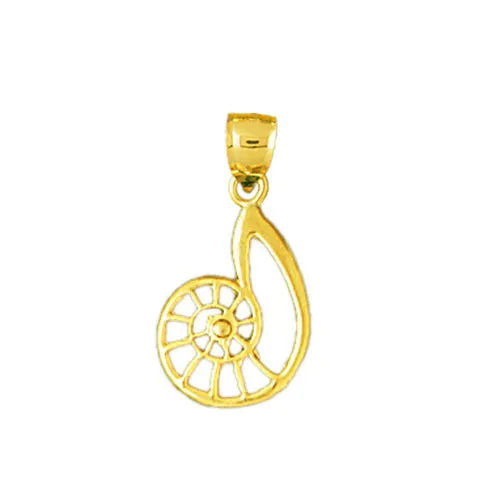 14K Gold Cut Out Sea Snail Charm Goldia Charm Necklaces
