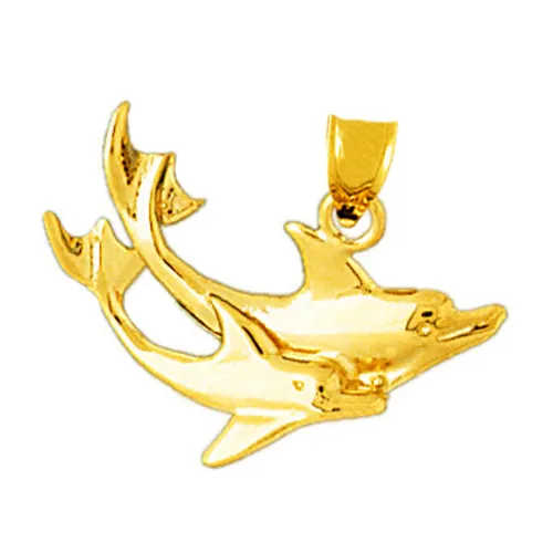 14K Gold Duo Dolphins Pendant Goldia PreStyled Sets