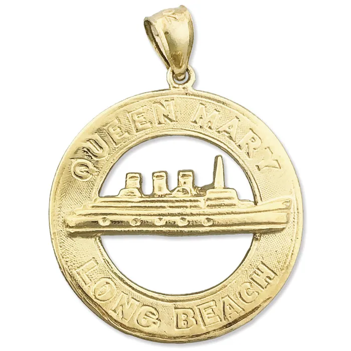 14K Gold Queen Mary Long Beach Pendant Goldia Necklaces