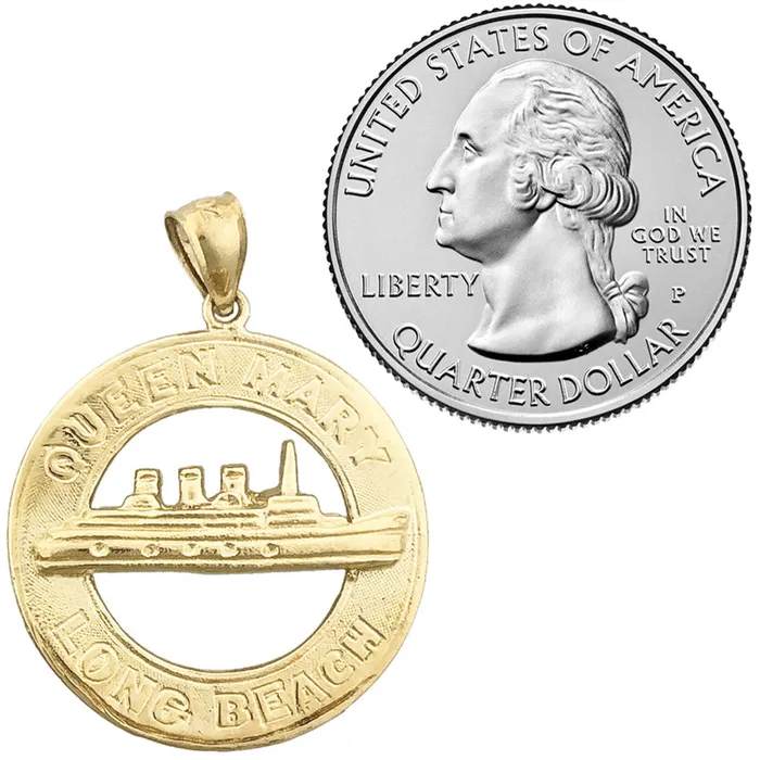 14K Gold Queen Mary Long Beach Pendant Goldia Necklaces