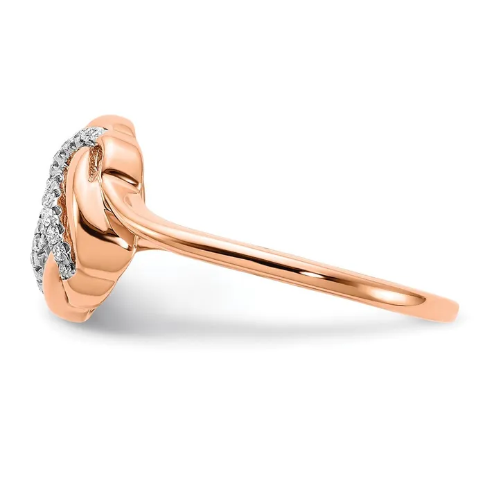 14k Rose Gold Polished Real Diamond Love Knot Ring Goldia Rings