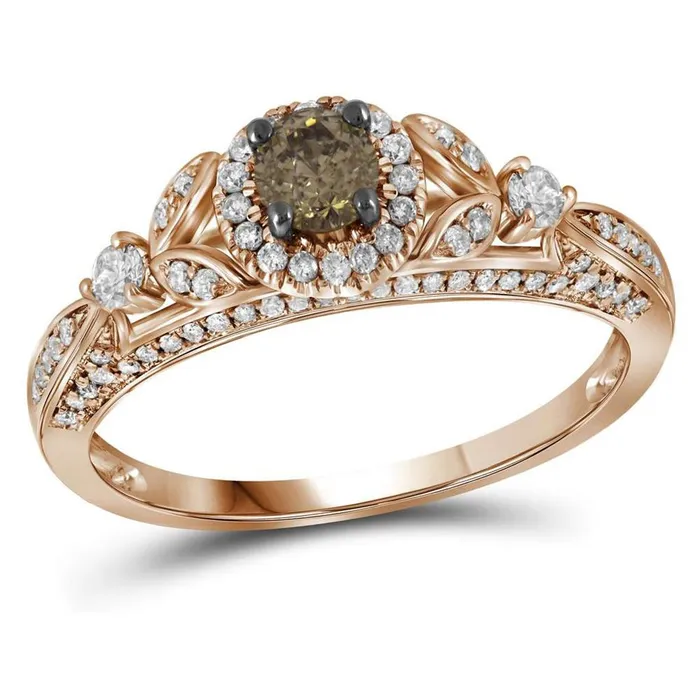 14k Rose Gold Round Brown Diamond Solitaire Bridal Engagement Ring 34 Cttw gndatlanta Rings