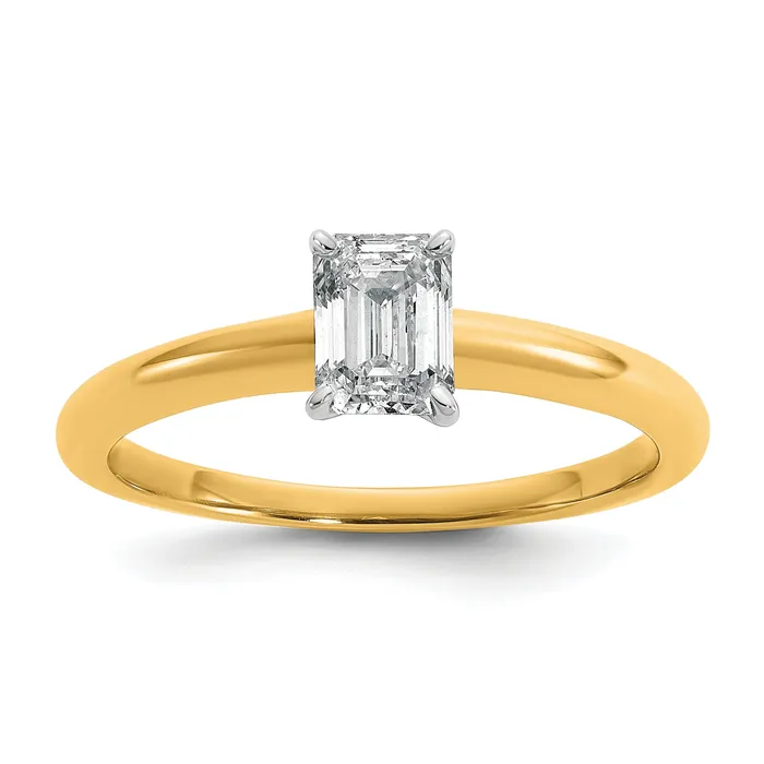 14k Twotone 34 Ct Lab Grown Diamond VSSI G Emerald Solitare Engagement Ring Goldia Rings 14k Twotone 34 Ct Lab Grown Diamond VSSI G Emerald Solitare Engagement Ring Goldia Rings