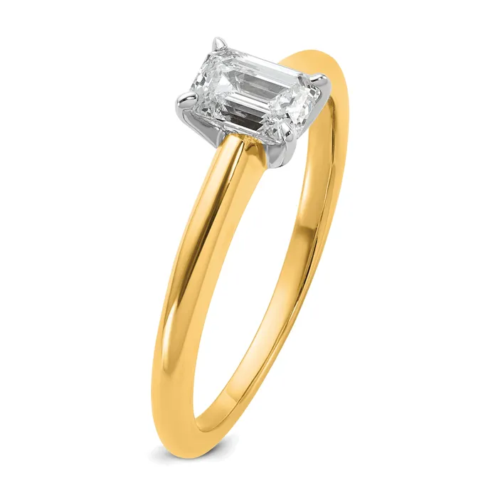 14k Twotone 34 Ct Lab Grown Diamond VSSI G Emerald Solitare Engagement Ring Goldia Rings