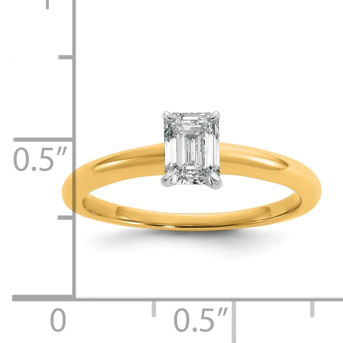 14k Twotone 34 Ct Lab Grown Diamond VSSI G Emerald Solitare Engagement Ring Goldia Rings