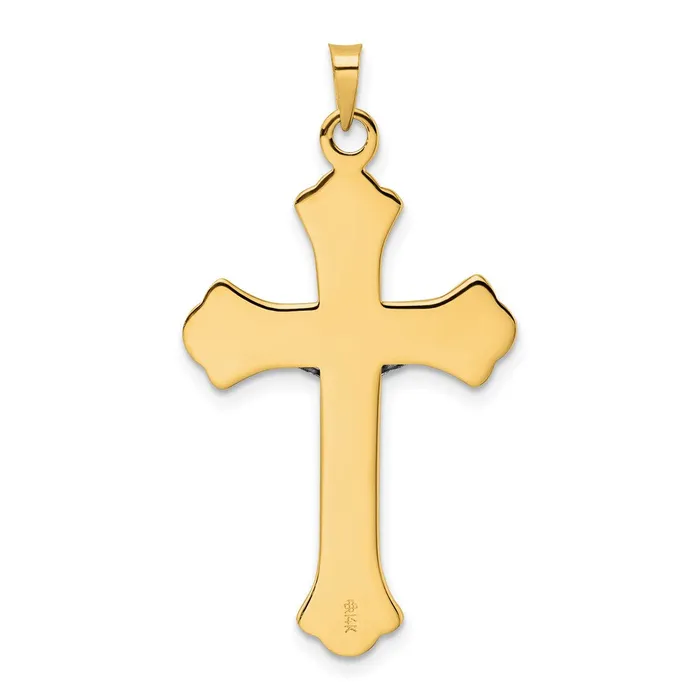 14k Twotone Gold Polished Solid INRI Fleur de Lis Crucifix Pendant Goldia Rings