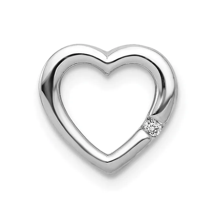 14k White Gold 01ct Real Diamond Heart Chain Slide Goldia Necklaces