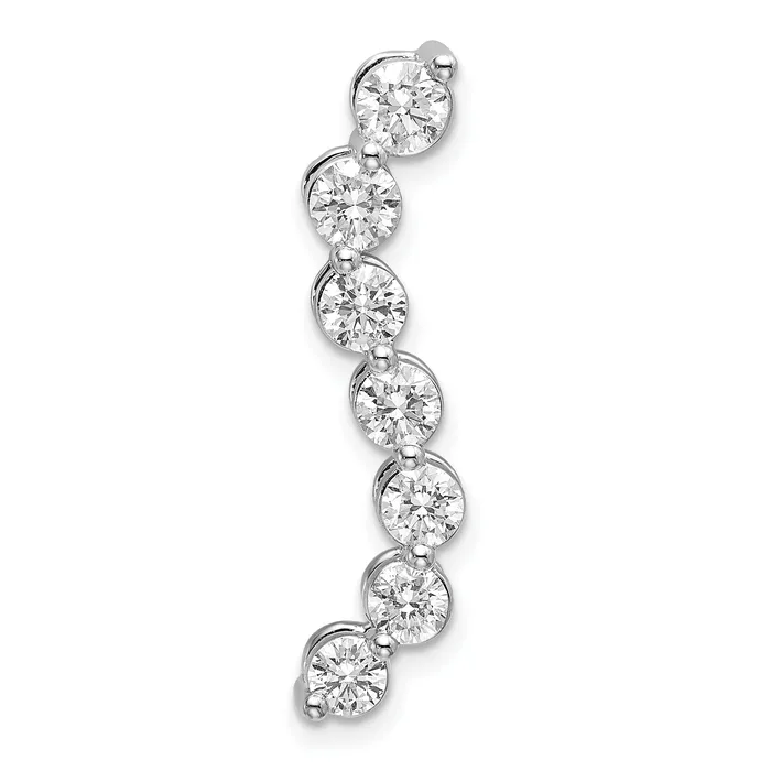 14k White Gold 1 Ct Lab Grown Diamond VSSI G Seven Stone Curved Bar Chain Slide Pendant Goldia Necklaces