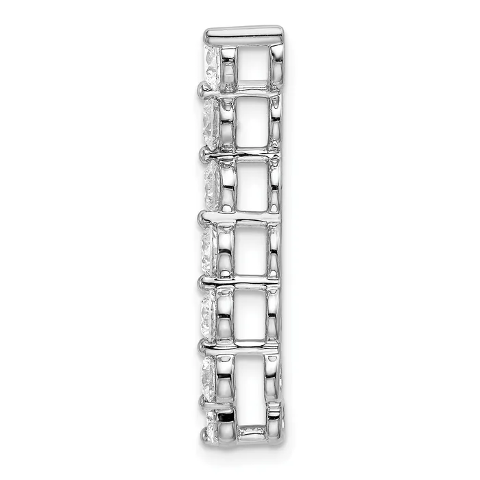 14k White Gold 1 Ct Lab Grown Diamond VSSI G Seven Stone Curved Bar Chain Slide Pendant Goldia Necklaces