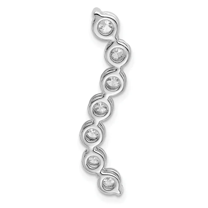 14k White Gold 1 Ct Lab Grown Diamond VSSI G Seven Stone Curved Bar Chain Slide Pendant Goldia Necklaces