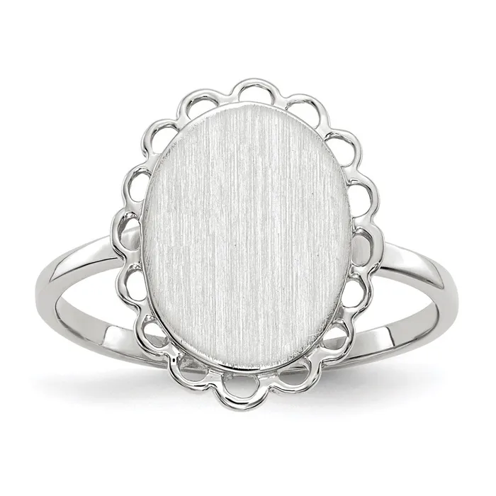 14k White Gold 115x90mm Open Back Signet Ring Goldia Rings
