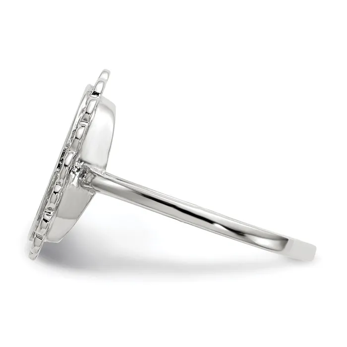 14k White Gold 115x90mm Open Back Signet Ring Goldia Rings
