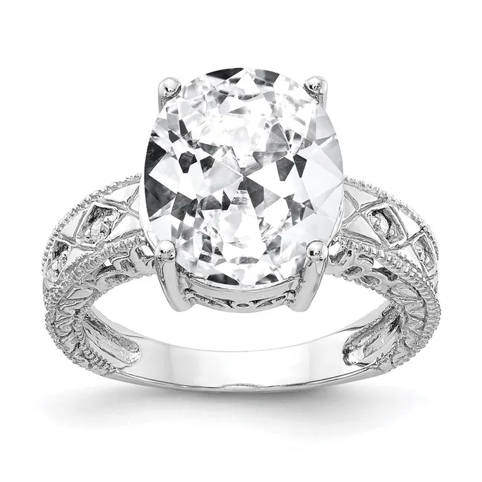 14k White Gold 12x10mm Oval Cubic Zirconia A Real Diamond ring Goldia Rings