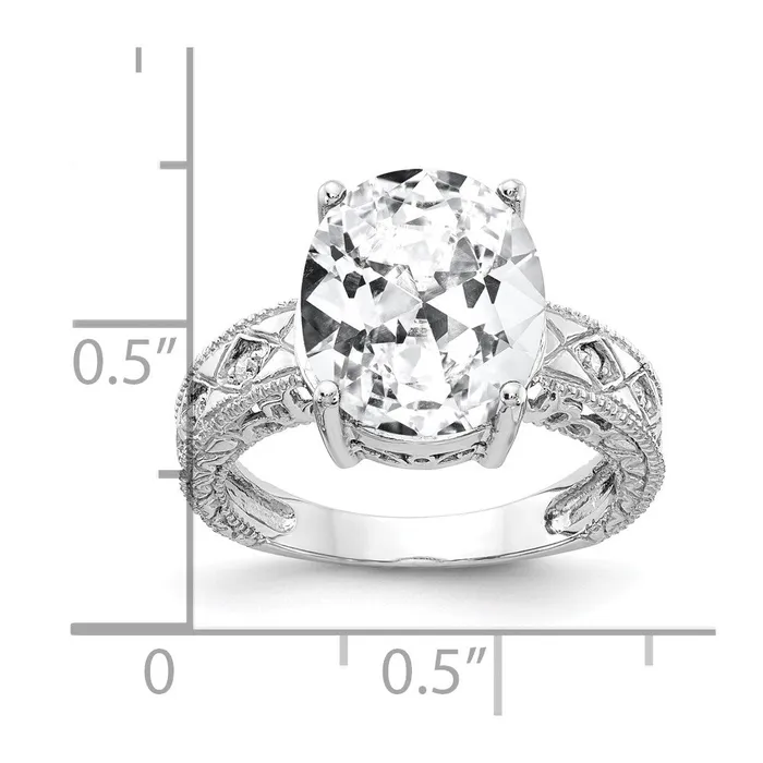 14k White Gold 12x10mm Oval Cubic Zirconia A Real Diamond ring Goldia Rings