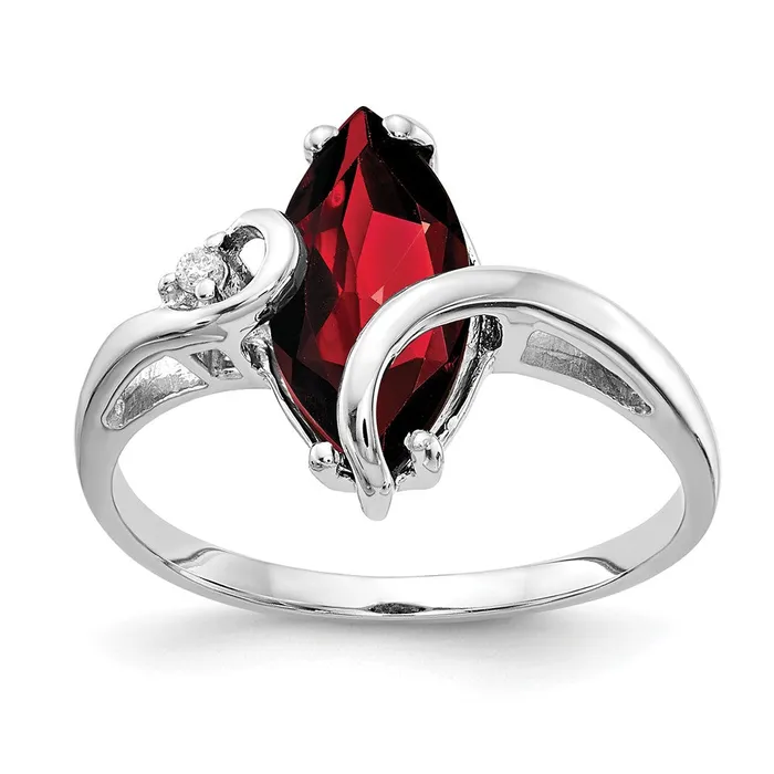 14k White Gold 12x6mm Marquise Garnet AA Diamond ring Goldia Rings