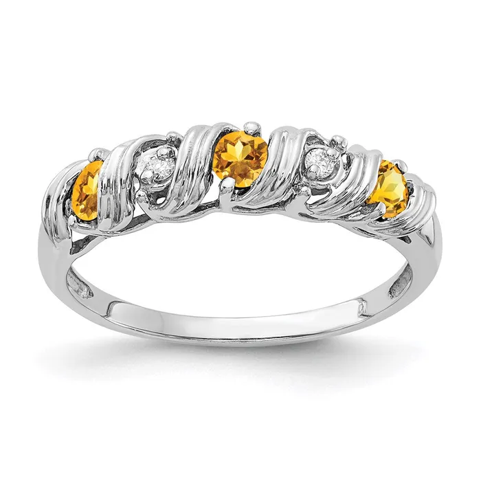 14k White Gold 275mm Citrine A Real Diamond ring Goldia Rings