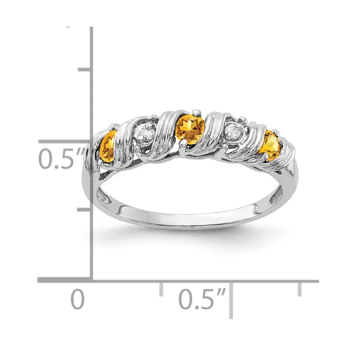14k White Gold 275mm Citrine A Real Diamond ring Goldia Rings