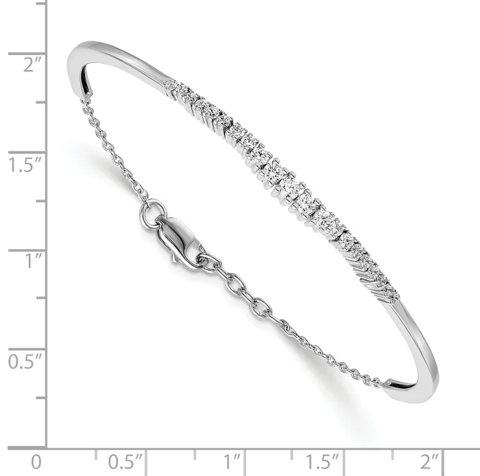 14k White Gold 34 Ct Lab Grown Diamond VSSI G Graduated Bangle Bracelet Goldia Bracelets