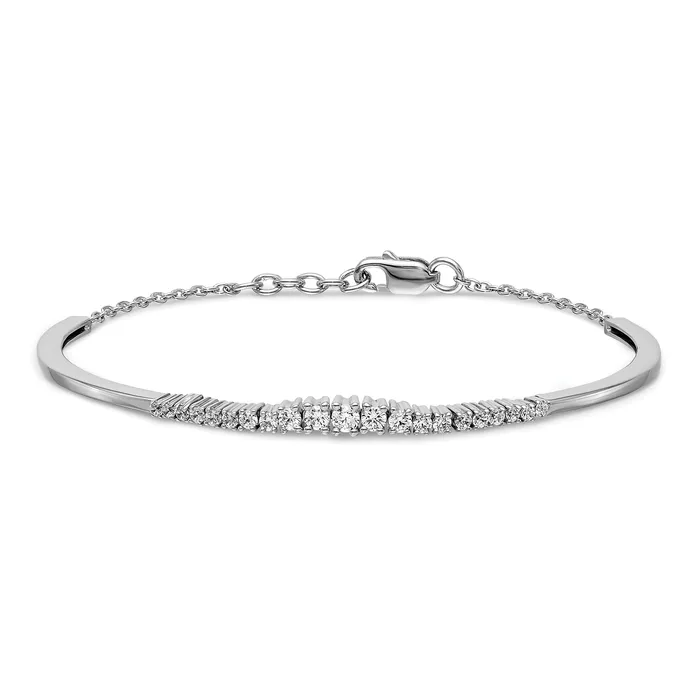 14k White Gold 34 Ct Lab Grown Diamond VSSI G Graduated Bangle Bracelet Goldia Bracelets