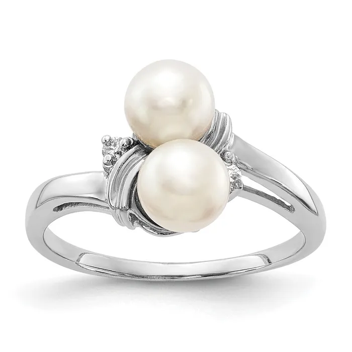 14k White Gold 55mm FW Cultured Pearl VS Real Diamond ring Goldiacom Rings 14k White Gold 55mm FW Cultured Pearl VS Real Diamond ring Goldiacom Rings